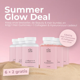 Summer Glow Deal: Beauty &amp; Hair bundel + 2 gratis (1x collageen &amp; 1x hairgummies)